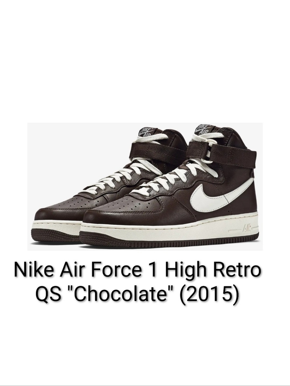 Nike Air Force 1 High Retro QS "Chocolate" (2015) M10/W11.5 NEW